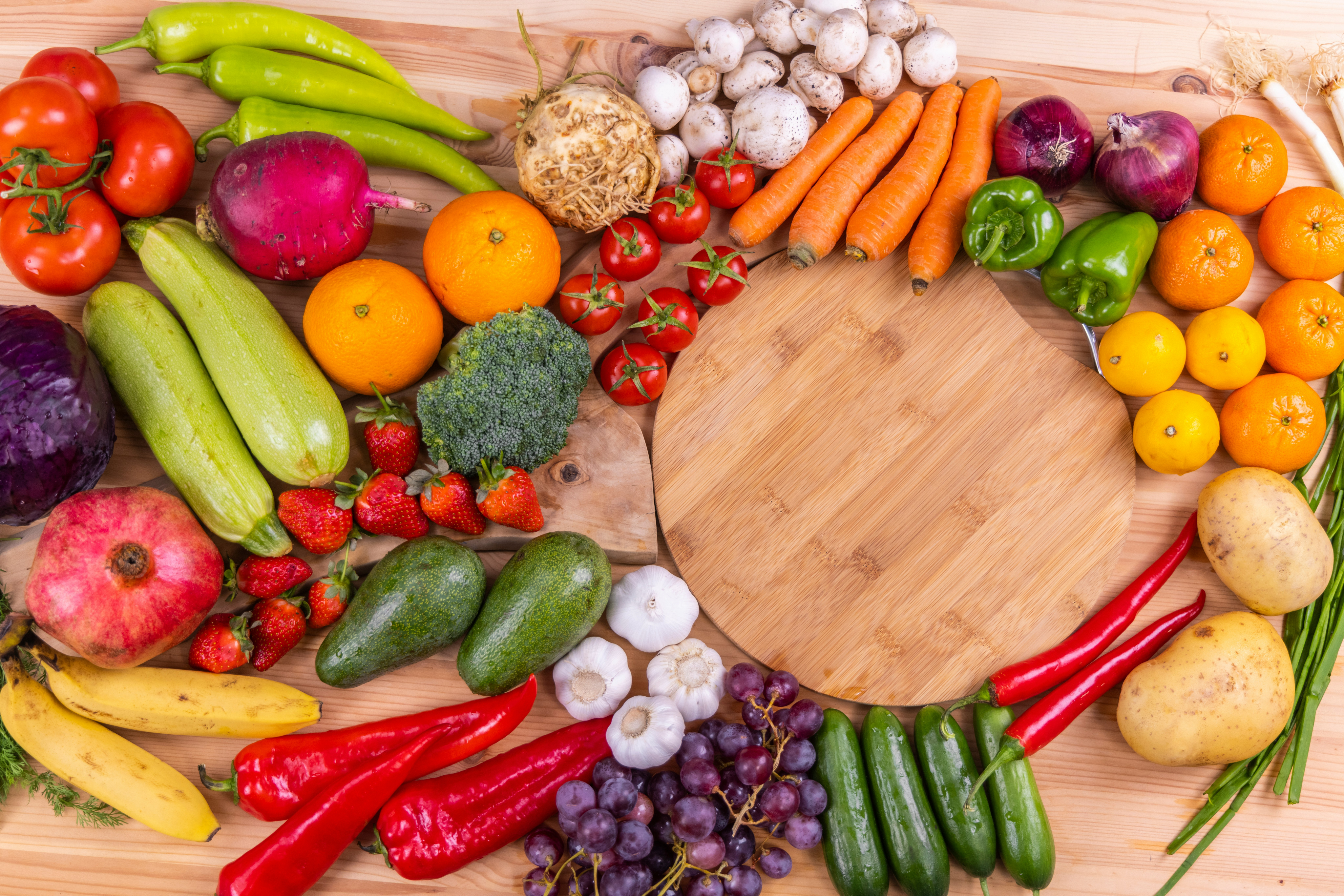 Fresh organic vegetables on a table